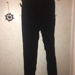 Black distressed high waist jeans and shirts